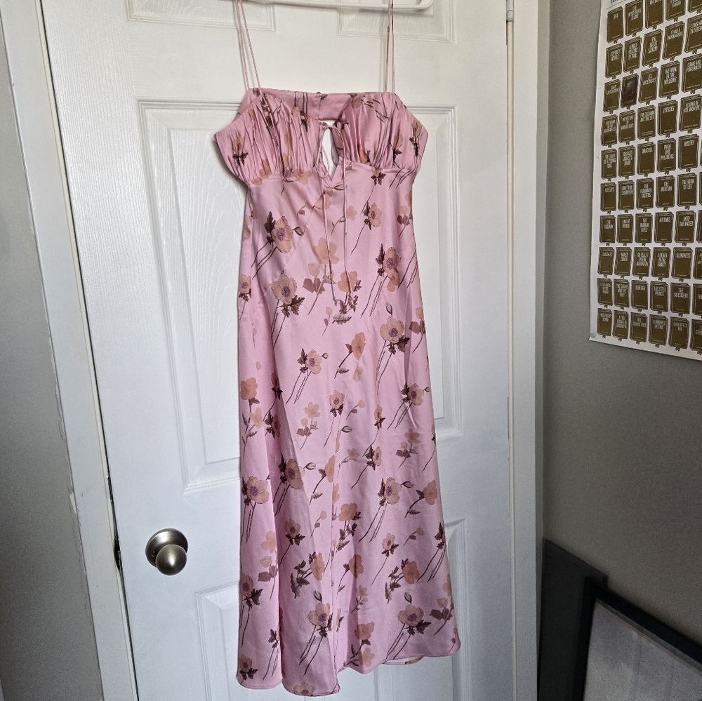 ASOS Pink Floral Backless Dress